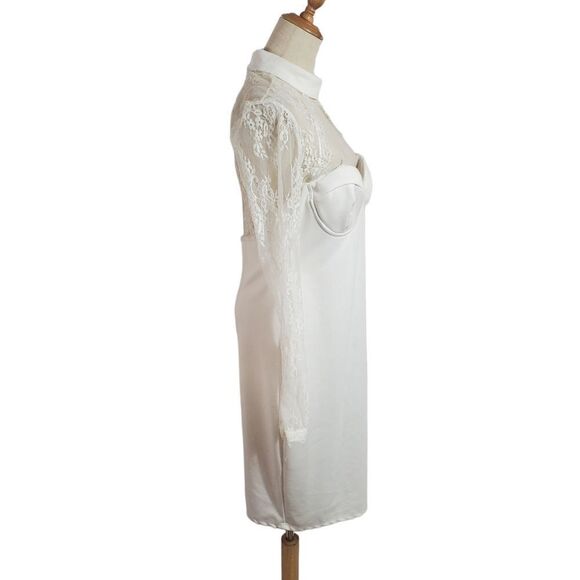 Fashion Nova 90s White Lace Bustier Bodycon - Picture 3 of 7